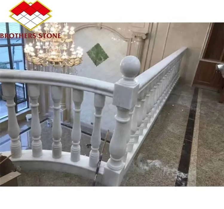 Barandilla de barandilla de mármol blanco brillante y mármol de ónix a precio de fábrica moderno para escalera
