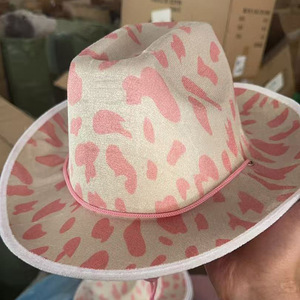 Büyük saçak ile inek desen kovboy şapkası inek desen yetişkin parti şapka ile kovboy şapkası - Product Image 6