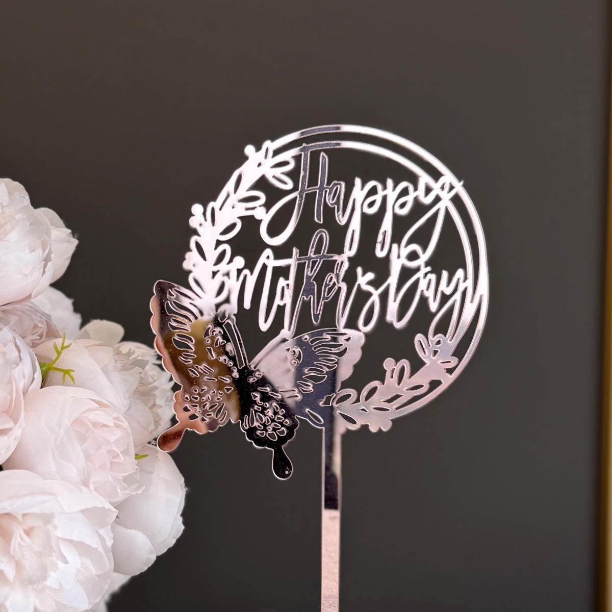 Butterfly happy mothers day rose gold