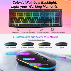 Ratón de teclado recargable de 2,4 Ghz con soporte para tableta de teléfono Combo de teclado y ratón inalámbrico silencioso RGB silencioso para computadora, PC - Product Image 4
