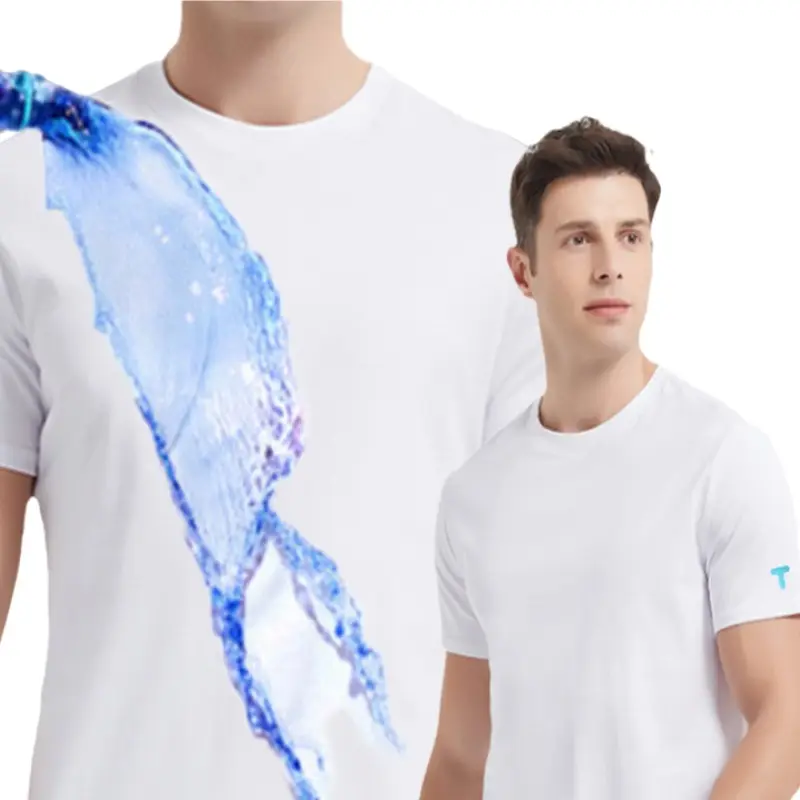 RUIKE Soft Fitness Impermeável e Anti-Sujeira T-shirt Criativo Hidrofóbico Mancha Prova T-shirt Respirável Quick Dry T-shirt