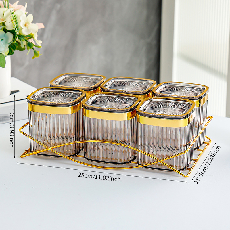 C-shaped shelf, gold-rimmed 6-square airtight ashtray