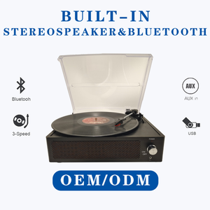 Vintage Turntable in One Old Style Phonograph with Built-in Speaker and Subwoofer 3.5mm Auxiliary <strong>Input</strong>/<strong>USB</strong>/FM Radio - Product Image 5