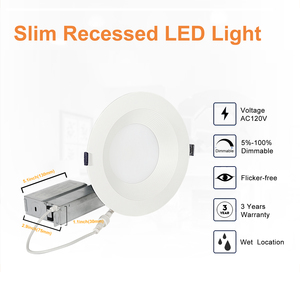 <strong>LED</strong> Recessed Ceiling Light with Junction Box White 4' 9W Baffle <strong>LED</strong> Panel Light Downlight High Brightness Easy Installation - Product Image 5