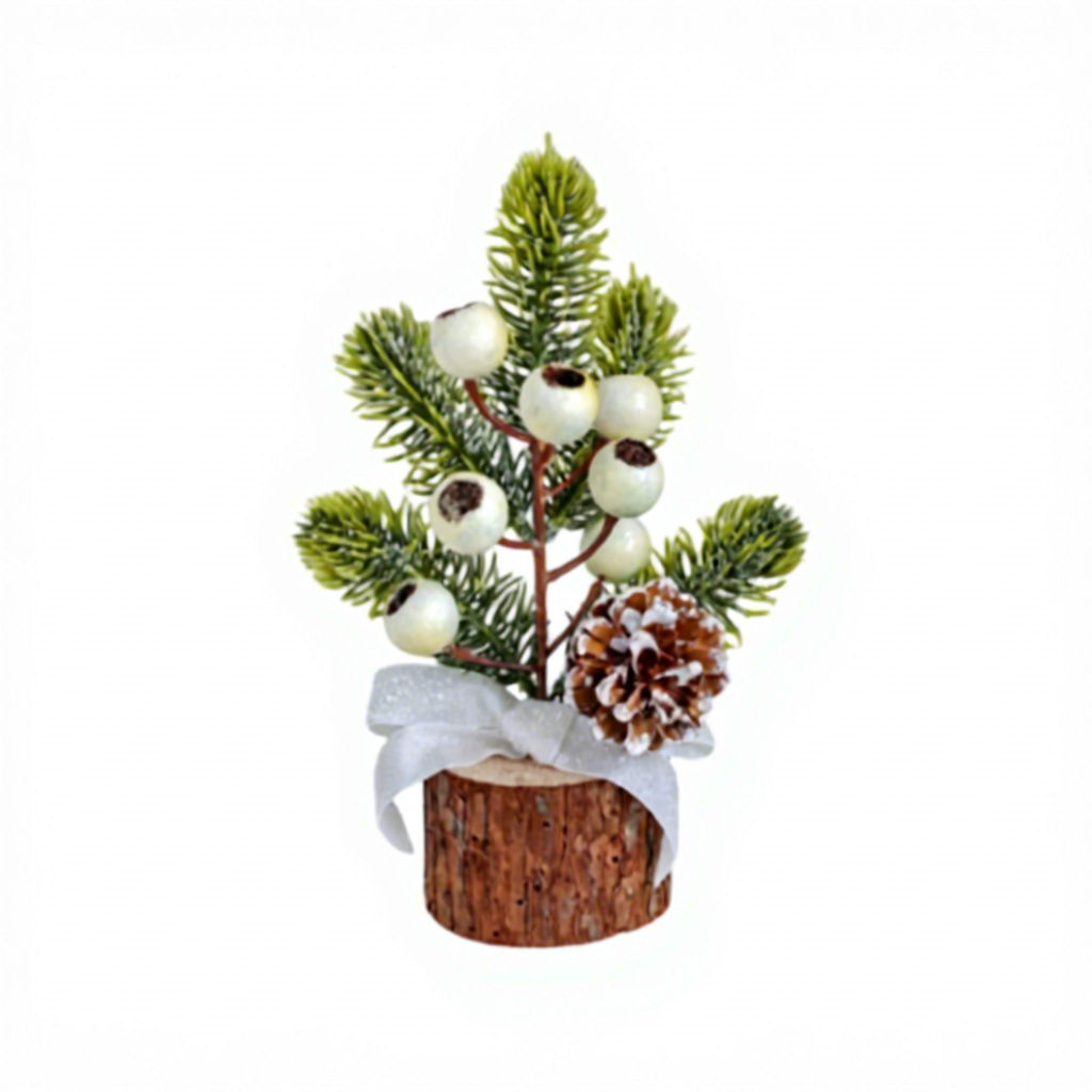 petit arbre en pomme de pin blanc