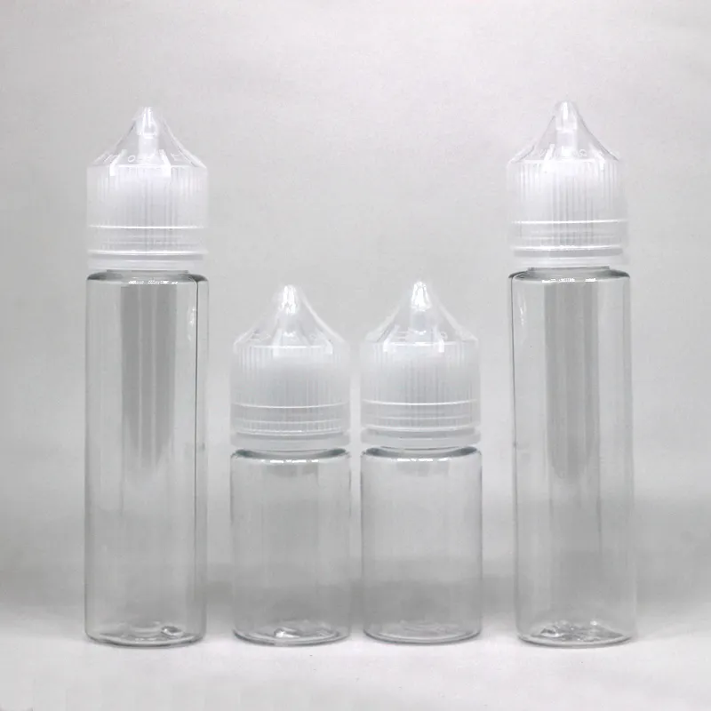 Garrafas de squeeze de gordura pet vazio, garrafa longa de plástico para animais de estimação, 30ml e 60ml
