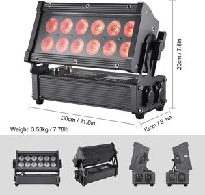 12X18W RGBWA + UV 6-en-1 DMX APP Control LED Wash Par Stage Light Impermeable Batería inalámbrica Uplight - Product Image 6