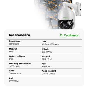 ไมโครโฟนติดตาม IP66 GX-PM2X20I-M5C XMEYE 100M IR กล้อง IP PTZ ซูม20X กลางแจ้ง - Product Image 2