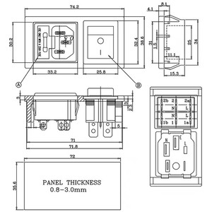 <strong>IEC</strong> C14 Ac Power <strong>Connector</strong> Socket with Fuse and Switch for Industrial Machine Male Adapter <strong>Connector</strong> - Product Image 4