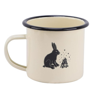 18oz 500ml EU US Cream Color Custom <strong>Animal</strong> <strong>Decorative</strong> Design Enamel Coffee Bear Water Metal Enamelware Cup <strong>Mug</strong> with Black Trim - Product Image 2