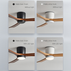 远程或Wifi图雅应用住宅低矮嵌入式螺旋桨木质叶片节能吊扇 - Product Image 2