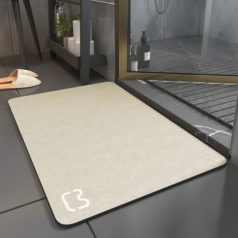New generation diatomaceous earth bathroom mat - cat head beige