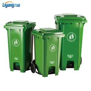 Lixeira plástica quadrada de 120 litros, lixeira com 4 rodas, recipiente de lixo
