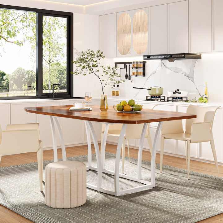 Tribesigns Utility 70,87 "Mesa de comedor ovalada de madera Mesa de cocina para 4-6 personas con patas de metal para computadora y Cena
