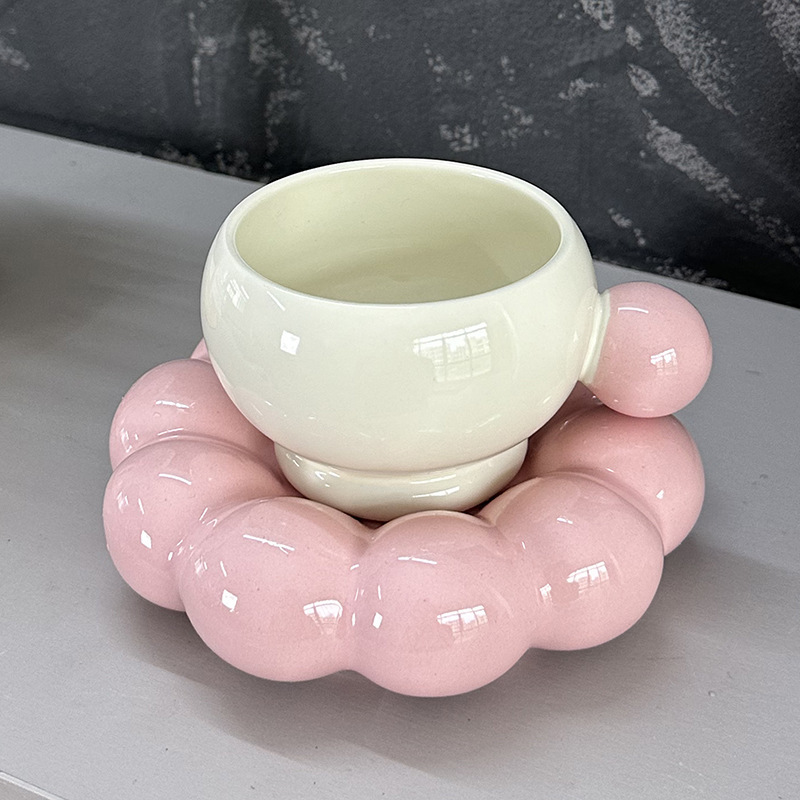 Tazza da caffè con piattino Marshmallow-rosa-250ml