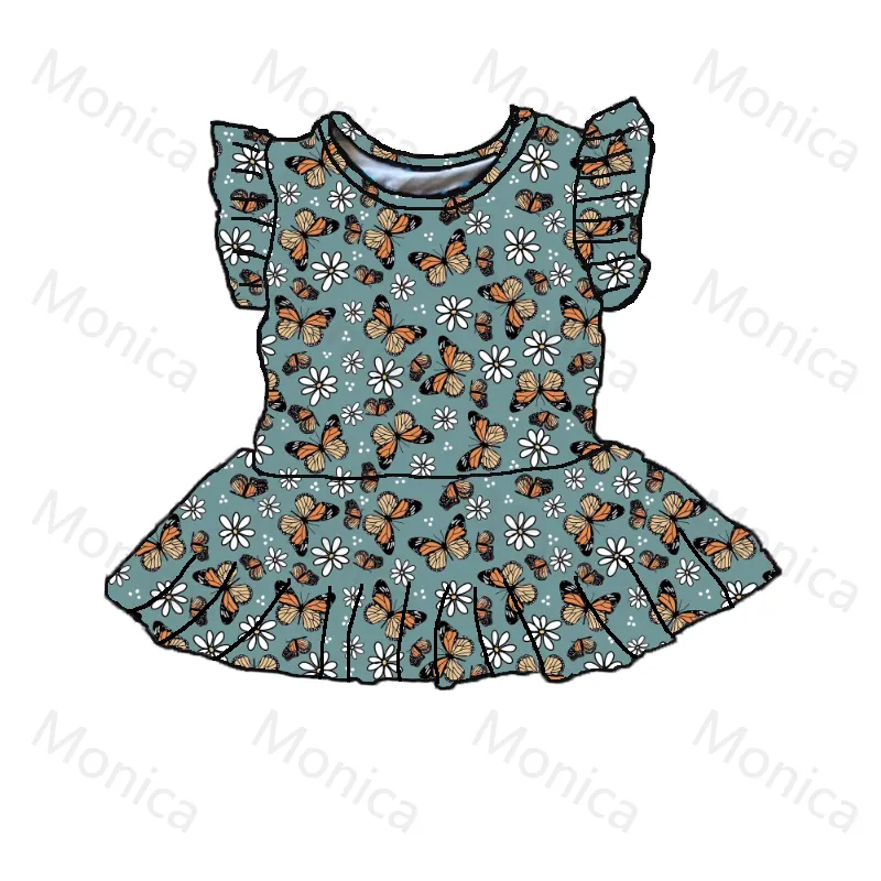 Qingli OEM ODM-ropa personalizada de mariposa para niñas, Top de Peplum