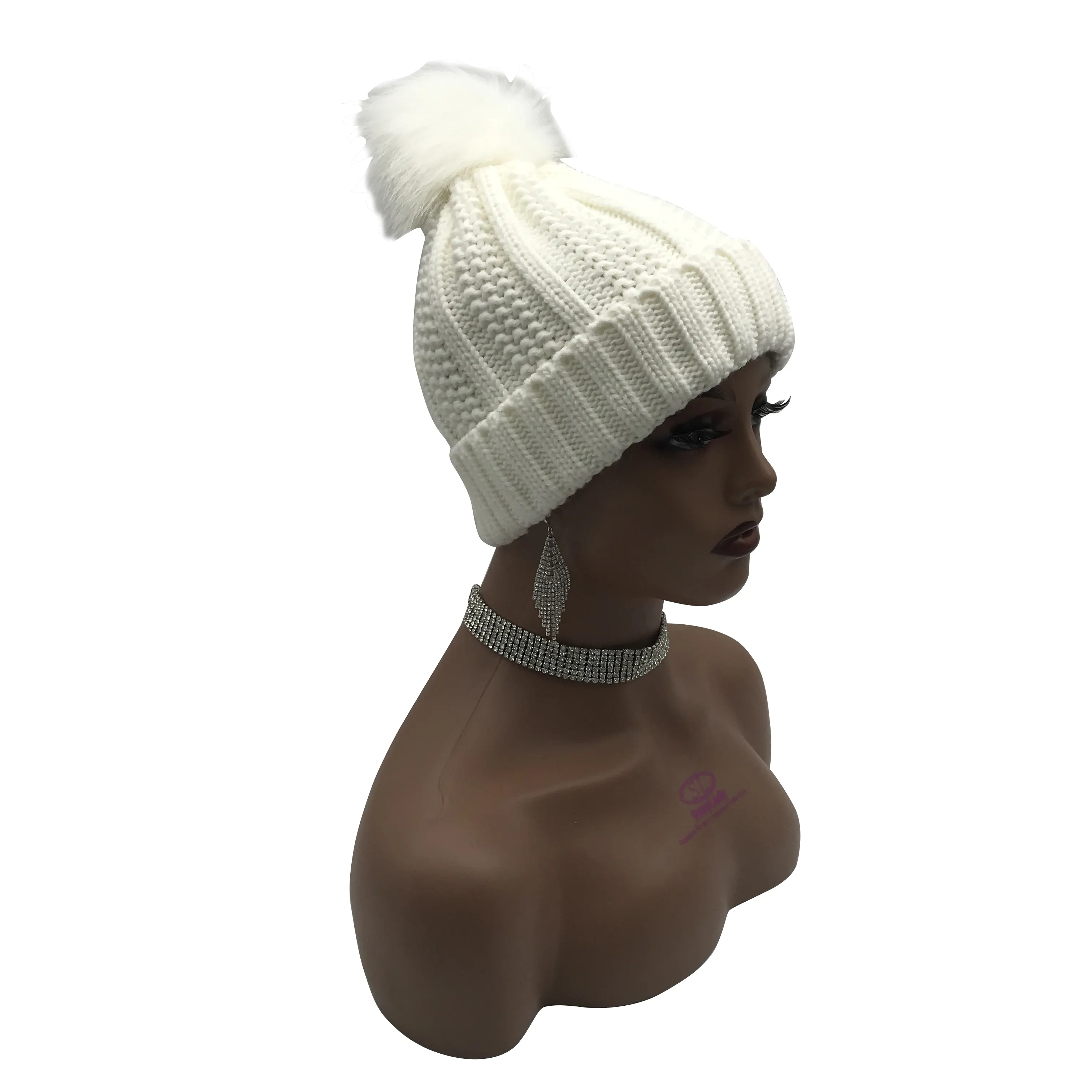 Cappelli caldi personalizzati in maglia di teschio foderati in raso di moda per l'inverno