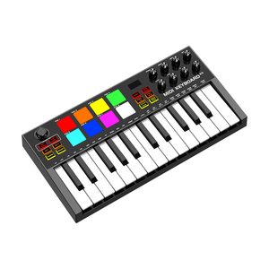 Controlador de teclado Midi de 25 teclas, Mini máquina portátil Beat Maker con almohadillas de tambor retroiluminadas, sensible a la velocidad