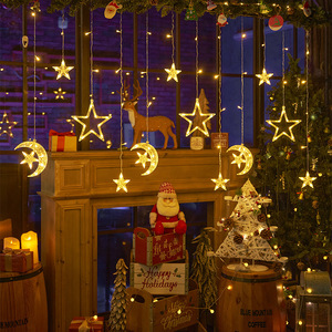 Factory <strong>Custom</strong> LED Curtain <strong>Light</strong> <strong>String</strong> <strong>Remote</strong> Control Christmas <strong>Lights</strong> Star Love Snowflake 220V Battery Powered for Outdoor Use - Product Image 1