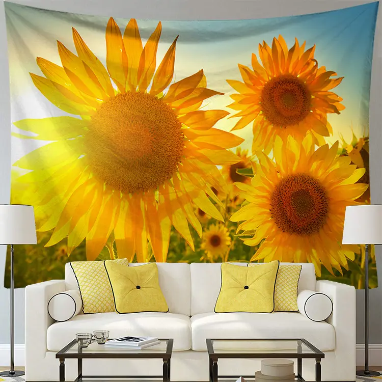 Fiore di girasole Arazzo Ins Appeso Panno Camera Dormitorio Comodino Decorativa Netto Panno Rosso di Ancoraggio Foto di Stoffa Pittura Arazzo