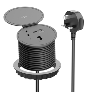 1 salida del Reino Unido 2 cubierta abatible USB enchufe de ojal de alimentación oculta de escritorio 3 en 1 enchufe de mesa de oficina con cubierta de carga inalámbrica de 5W - Product Image 2
