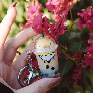Fabricante de llaveros acrílicos llaveros de plástico 3D personalizados taza de té de la leche llavero flotante arena movediza dibujos animados Boba líquido llavero - Product Image 3