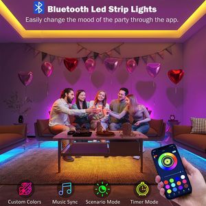 Tira de luces LED inteligentes RGB 5050 DMX, 12V, para exteriores, impermeable, retroiluminada, música, Control de sonido, cuerdas de luz controladas por aplicación - Product Image 5