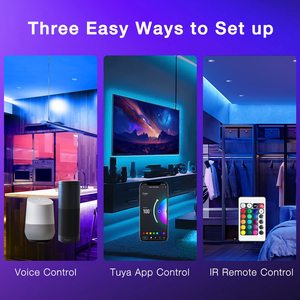 Tuya Smart 5050RGB самоклеящаяся Светодиодная лента 100 футов 24-клавишная Удаленная Android/iOS приложение для дистанционного управления IP65 Номинальная черная печатная плата ПК - Product Image 2