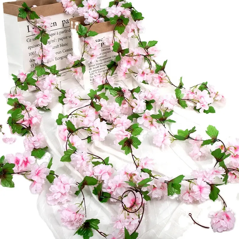 Amazon Artificial Sakura Vine for Home Wedding Decoration Cherry blossoms Vine