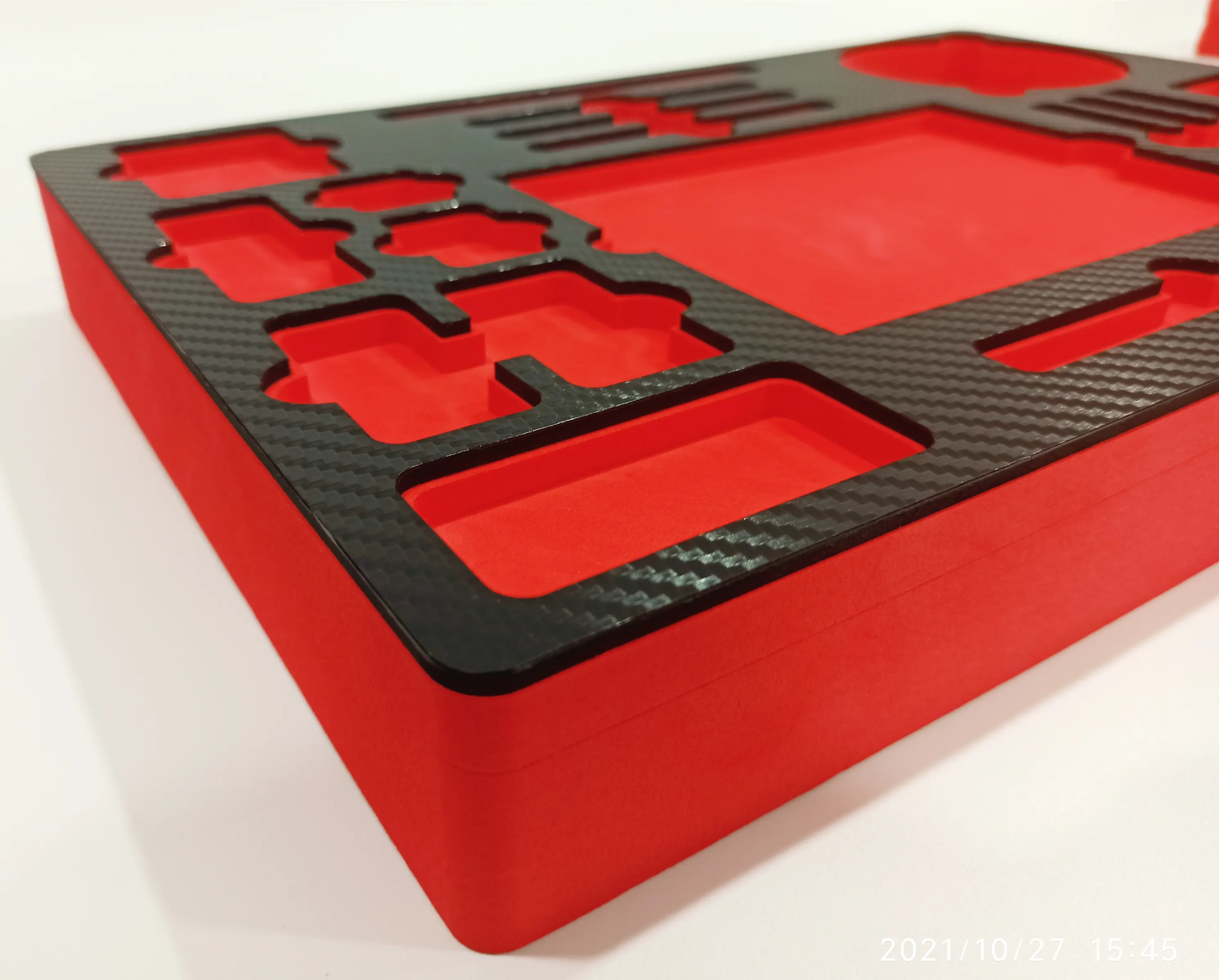 Inserção de espuma EVA textura de fibra de carbono 3D de alta densidade para gavetas de ferramentas de oficina personalizadas