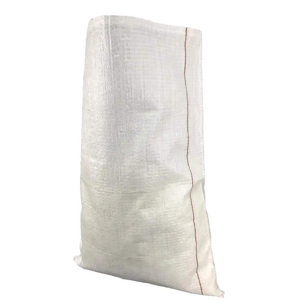 ถุงพลาสติกสำหรับข้าวขายส่งสีขาวล้วนถุงทอ20กก. 50กก. การพิมพ์แบบยืดหยุ่นรีไซเคิลได้สูงสุด4สีชั้นเดียว