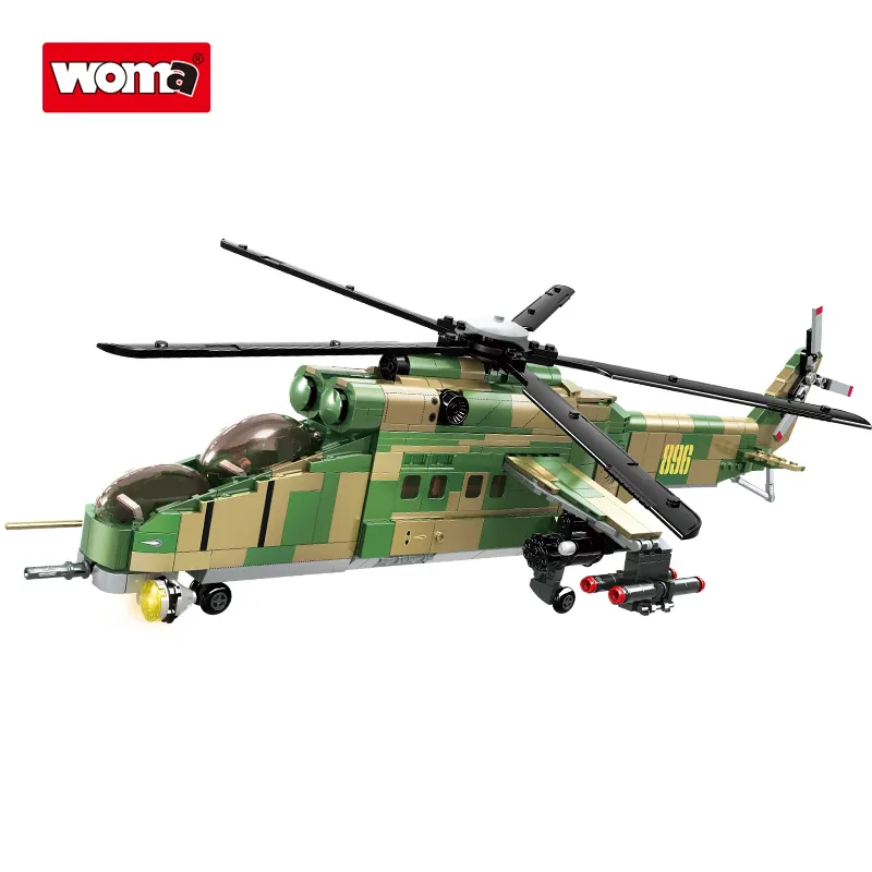 Retail Sale Militarys Armys Police Armed Aircraft Mi-24 Helicopter Plane Air Force Airplane Building Block Brick Set