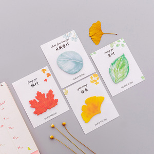 28 Tờ Lá Rơi <span class=keywords><strong>Maple</strong></span> Ginkgo Lá Ghi Chú Lịch Trình Tự Dính Ghi Nhớ Pad Ghi Chú Dính Bookmark Kế Hoạch Dán - Product Image 2