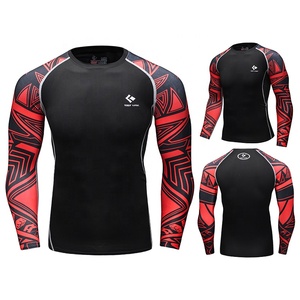 定制氯丁橡胶衬里压缩皮疹保护升华印刷柔术抓钩bjj rashguard mma - Product Image 6