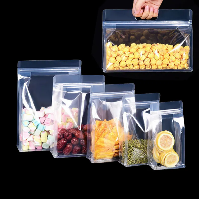 Индивидуальная прозрачная сумка для пищевых продуктов с восемью боковыми уплотнениями, 7X11, сумка на молнии с плоским дном для пищевых продуктов