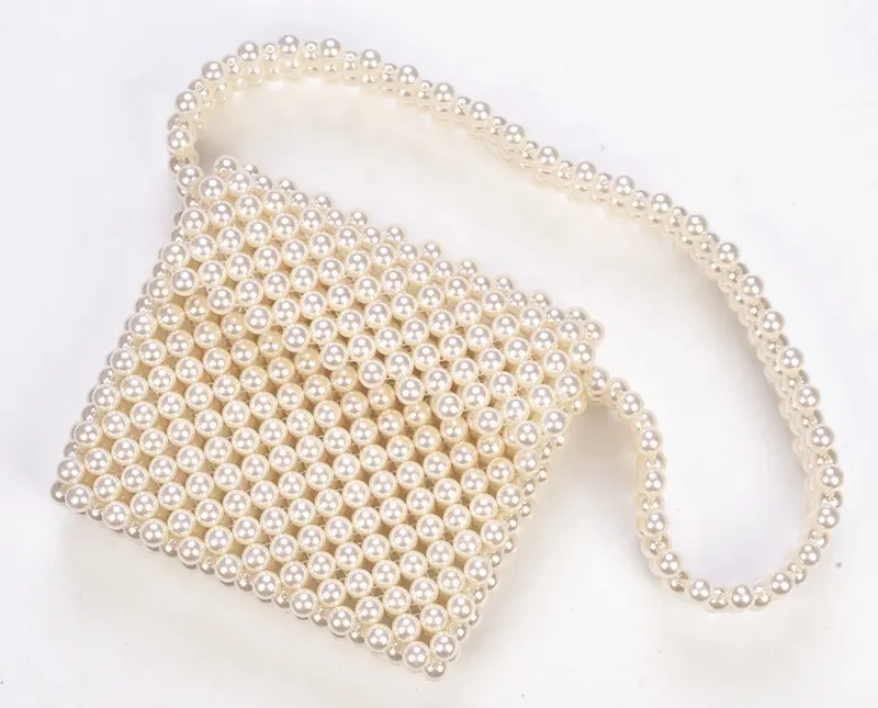 Bolso de noche nacarado hecho a mano para mujer, bolsa de mano con cuentas de perlas, con cuentas