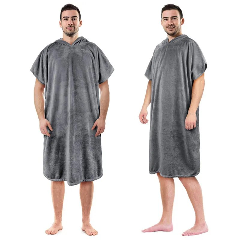 Fabrik benutzer definierte farbige Baumwolle Mikro faser Strand Kapuze wechselnde Robe Surf Kapuze Poncho Handtuch