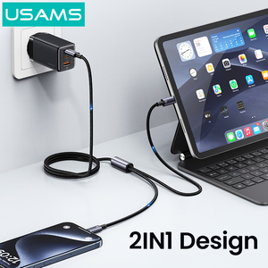 สายชาร์จเร็ว2 in 1กำลังสูง SJ740 USAMS 60W พร้อมพอร์ตคู่สำหรับการชาร์จและสายเคเบิลข้อมูล Type-C ไปยัง Type-C - Product Image 3