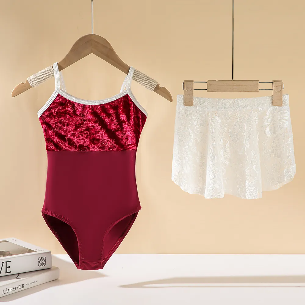 Popular dos colores nuevo venir buena calidad lindo real rojo nylon terciopelo camisola baile Ballet leotardos para niñas