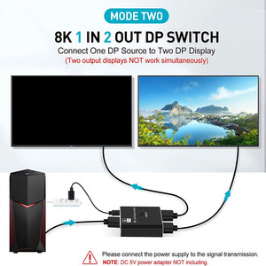Conmutador DP de 2 puertos con control remoto 8K Displayport Interruptor bidireccional DP1.4 Interruptor para computadora Monitor Proyector TV