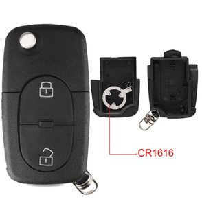 CR1620/CR2032バッテリーホルダー付き2ボタンフリップリモートカーキーシェルフォブケースはAudi TT A2 A3 A4 A6A8キーシェルに適合 - Product Image 2