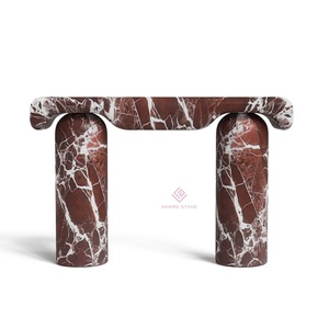 Rosסו levanto שיש איטלקי מרפסת שולחן מודרני מינימליסטי כניסה שולחן יוקרה אבן יוקרה קונסולת ארוכה - Product Image 1