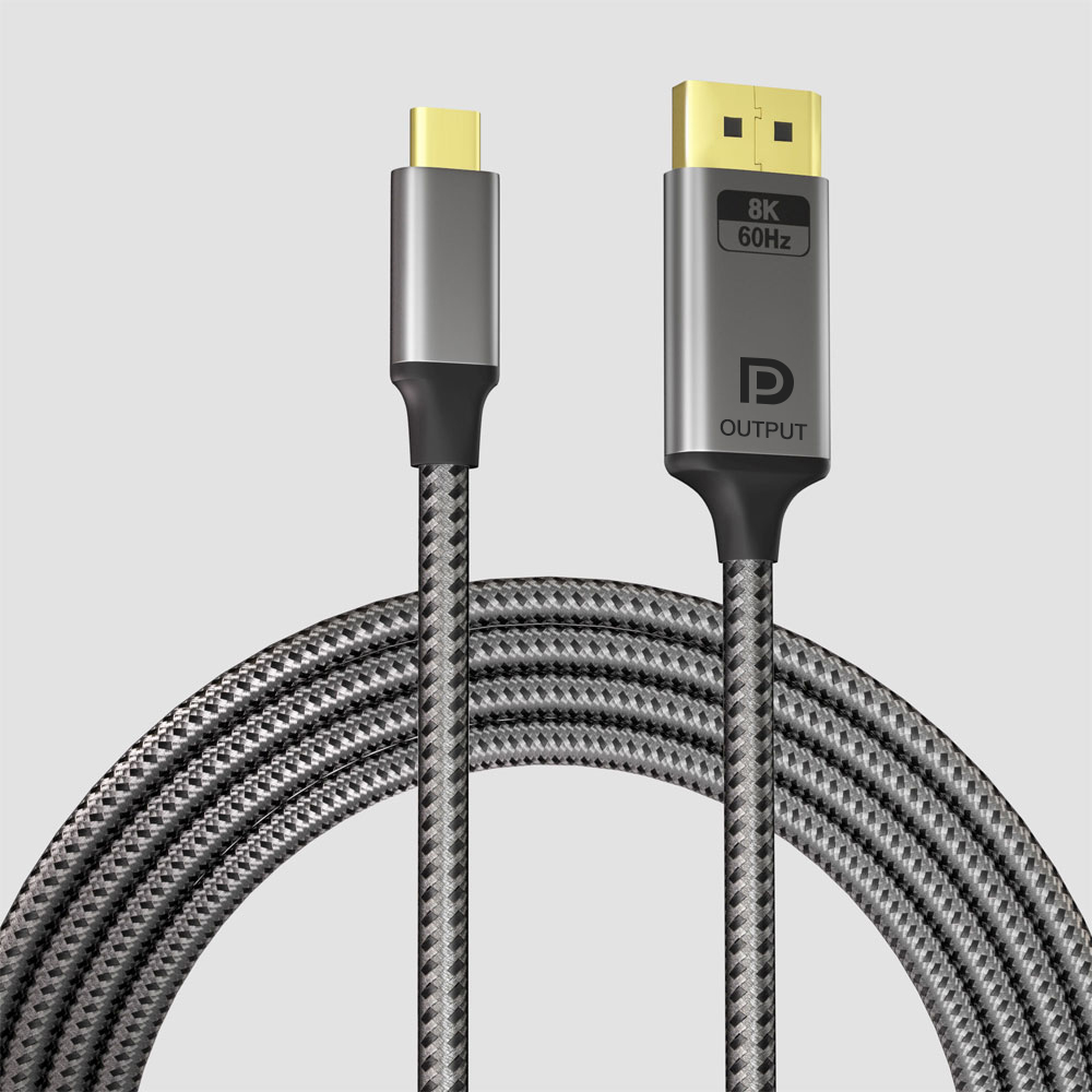 Gray Type-C to DP Cable 8K60Hz 2m