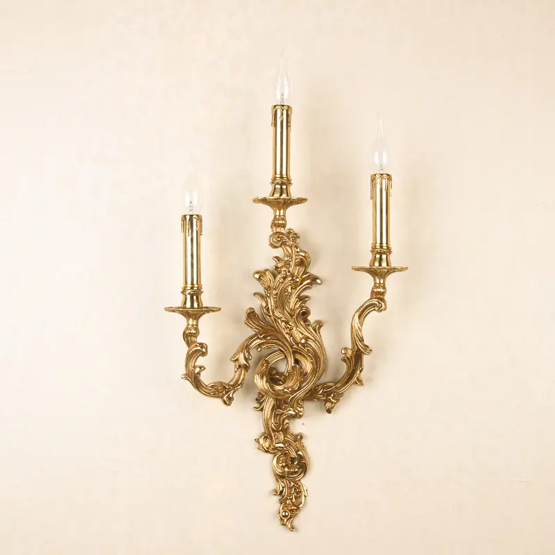 Luces de candelabro de latón de lujo modernas, lámparas de pared de cobre francesas decorativas para interiores, lámpara led, accesorio colgante de iluminación