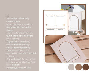 Custom Salaam Little Muslim Baby Keepsake Baby Memory Photo <strong>Book</strong> with Quran and Hadith References 80 Pages