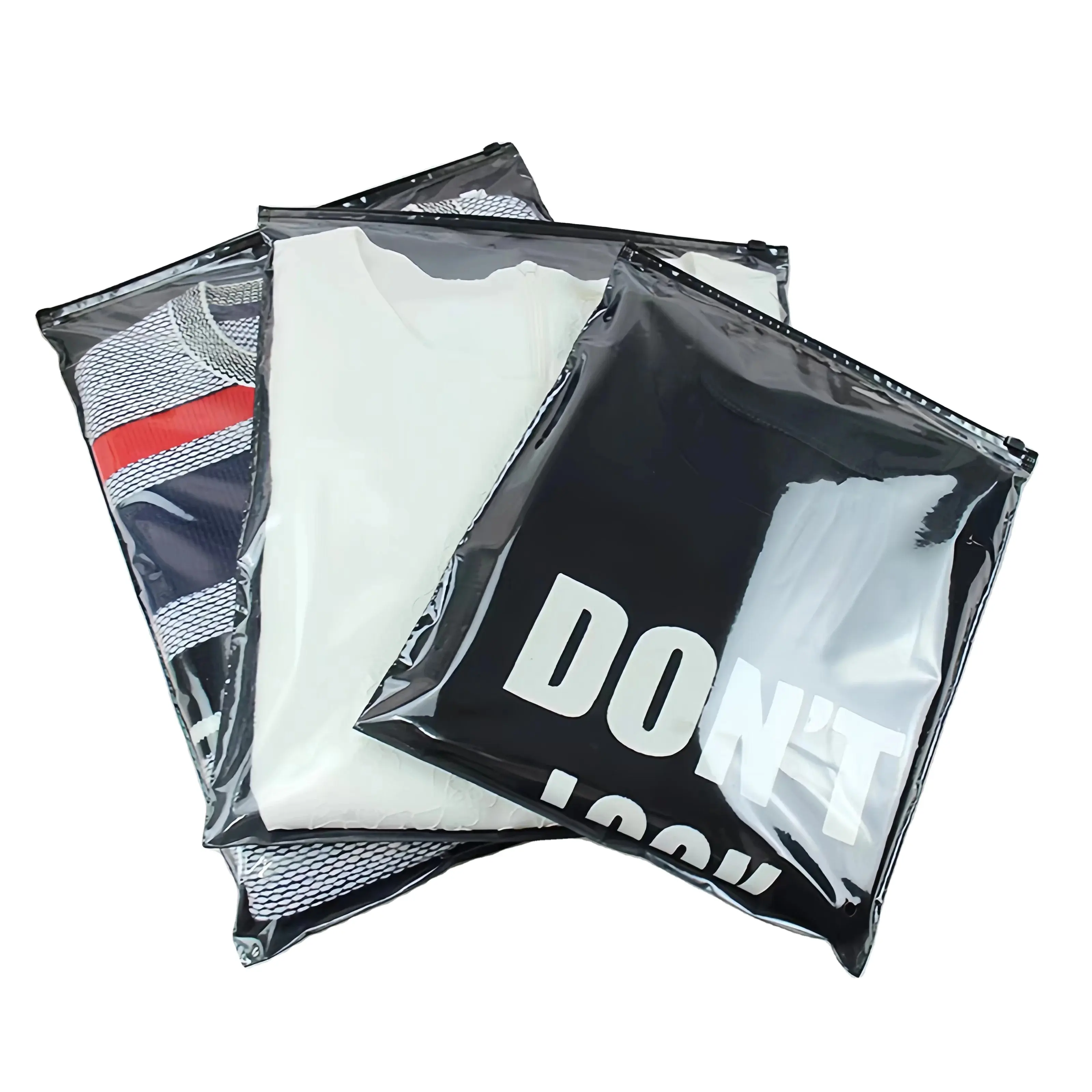 Em estoque Semi-transparente LDPE Embalagem para T-shirt Hoodie Toalha De Banho Personalizado Ziplock Sacos para Roupas