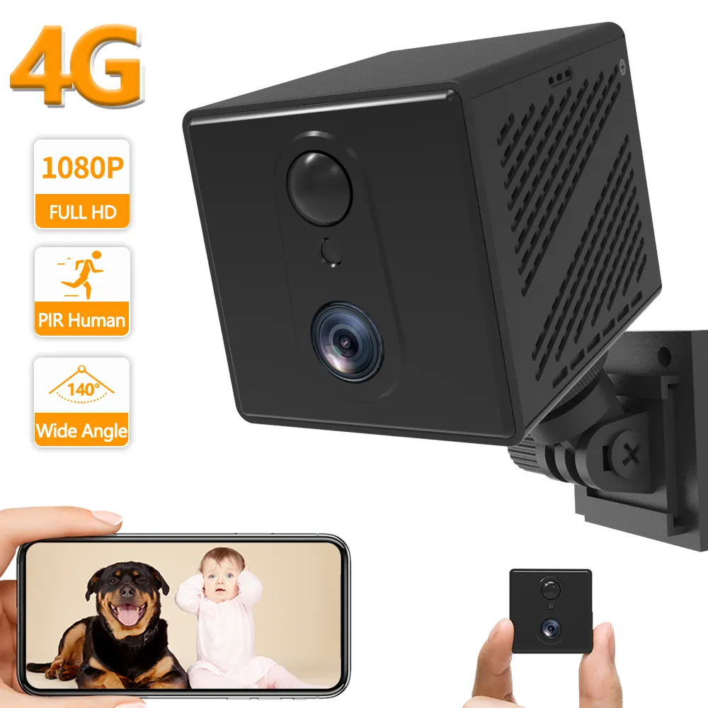 Mini cámara con tarjeta Sim 4G 1080p Hd inalámbrica Micro Smart Home Ip Camera 2600mAh batería recargable cámara de vigilancia de seguridad