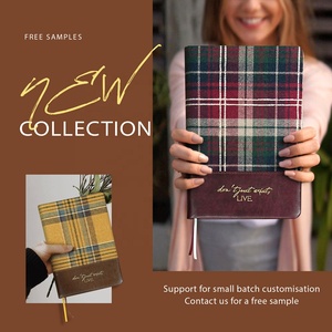 Geschäfts geschenk Benutzer definierte A6 A4 A5 Journal Tragbare handgemachte niedliche Planer Hardcover Plaid Stoff PU Leder Agenda Meeting Notebook