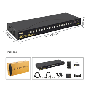 JideTech 16x1 HDMI KVMスイッチ (USB 3.0ハブ付き) 、16 in 1 Out 4K HDMIスイッチャー (4K 60Hz解像度) 、ラックマウントKVMスイッチ - Product Image 6