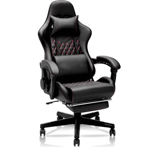 ハイバックバタフライメカニズムコンピュータチェアリンクアームレストオフィスチェアマッサージ回転ゲームチェアフットレスト付き - Product Image 2